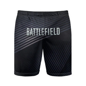 Мужские шорты 3D спортивные с принтом BATTLEFIELD в Белгороде,  |  | battlefield | бателфилд | игра | компьютерная игра | надпись | поле битвы | стрелялка | шутер