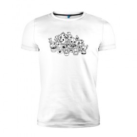 Мужская футболка премиум с принтом Белые кактусы в Белгороде, 92% хлопок, 8% лайкра | приталенный силуэт, круглый вырез ворота, длина до линии бедра, короткий рукав | Тематика изображения на принте: 