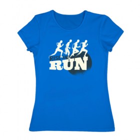 Женская футболка хлопок с принтом Вставай и Беги в Белгороде, 100% хлопок | прямой крой, круглый вырез горловины, длина до линии бедер, слегка спущенное плечо | run | бег | пробежка