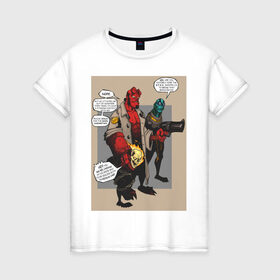 Женская футболка хлопок с принтом hellboy в Белгороде, 100% хлопок | прямой крой, круглый вырез горловины, длина до линии бедер, слегка спущенное плечо | heroes | super | супергерой | хелбой | хеллбой