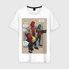 Мужская футболка хлопок с принтом hellboy в Белгороде, 100% хлопок | прямой крой, круглый вырез горловины, длина до линии бедер, слегка спущенное плечо. | heroes | super | супергерой | хелбой | хеллбой