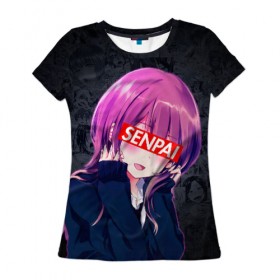 Женская футболка 3D с принтом Anime (Senpai 2) в Белгороде, 100% полиэфир ( синтетическое хлопкоподобное полотно) | прямой крой, круглый вырез горловины, длина до линии бедер | ahegao | anime | manga | sempai | senpai | аниме | ахегао | манга | семпай | сенпай