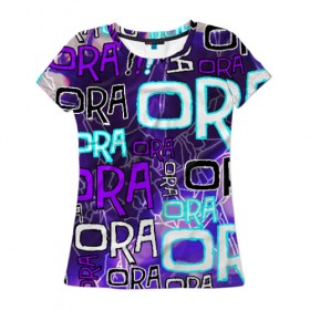 Женская футболка 3D с принтом Ora Ora Ora!!! в Белгороде, 100% полиэфир ( синтетическое хлопкоподобное полотно) | прямой крой, круглый вырез горловины, длина до линии бедер | jojo logo | jojo no kimyou na bouken | jojos bizarre adventure | невероятное приключение джоджо