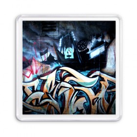 Магнит 55*55 с принтом GRAFFITY в Белгороде, Пластик | Размер: 65*65 мм; Размер печати: 55*55 мм | graffity | paint | street art | urban | город | граффити | искусство | кирпичи | краски | рисунки | стена | улицы | уличное искусство
