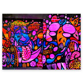 Поздравительная открытка с принтом Неоновое граффити в Белгороде, 100% бумага | плотность бумаги 280 г/м2, матовая, на обратной стороне линовка и место для марки
 | grafity | paint | street art | urban | город | граффити | искусство | кирпичи | краски | рисунки | стена | улицы | уличное искусство