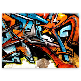 Поздравительная открытка с принтом Граффити в Белгороде, 100% бумага | плотность бумаги 280 г/м2, матовая, на обратной стороне линовка и место для марки
 | Тематика изображения на принте: grafity | paint | street art | urban | город | граффити | искусство | кирпичи | краски | рисунки | стена | улицы | уличное искусство
