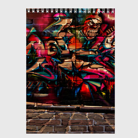 Скетчбук с принтом disquared urban graffity в Белгороде, 100% бумага
 | 48 листов, плотность листов — 100 г/м2, плотность картонной обложки — 250 г/м2. Листы скреплены сверху удобной пружинной спиралью | grafity | paint | street art | urban | город | граффити | искусство | кирпичи | краски | рисунки | стена | улицы | уличное искусство