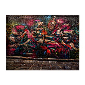 Обложка для студенческого билета с принтом disquared urban graffity в Белгороде, натуральная кожа | Размер: 11*8 см; Печать на всей внешней стороне | Тематика изображения на принте: grafity | paint | street art | urban | город | граффити | искусство | кирпичи | краски | рисунки | стена | улицы | уличное искусство