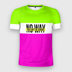 Мужская футболка 3D спортивная с принтом Serious зелено-розовый в Белгороде, 100% полиэстер с улучшенными характеристиками | приталенный силуэт, круглая горловина, широкие плечи, сужается к линии бедра | кислотные костюмы | кислотные цвета | неон | флуоресцентные принты