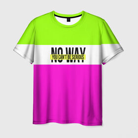 Мужская футболка 3D с принтом Serious зелено-розовый в Белгороде, 100% полиэфир | прямой крой, круглый вырез горловины, длина до линии бедер | кислотные костюмы | кислотные цвета | неон | флуоресцентные принты