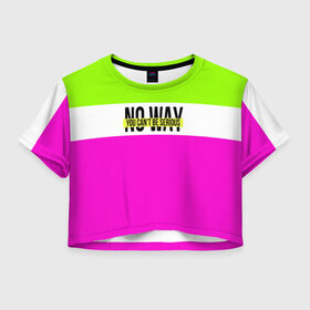 Женская футболка 3D укороченная с принтом Serious зелено-розовый в Белгороде, 100% полиэстер | круглая горловина, длина футболки до линии талии, рукава с отворотами | кислотные костюмы | кислотные цвета | неон | флуоресцентные принты