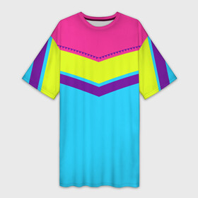 Платье-футболка 3D с принтом Цветные треугольники_голубой в Белгороде,  |  | кислотные костюмы | кислотные цвета | неон | флуоресцентные принты