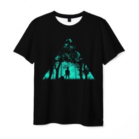 Мужская футболка 3D с принтом Таинственный лес в Белгороде, 100% полиэфир | прямой крой, круглый вырез горловины, длина до линии бедер | кислотные костюмы | кислотные цвета | неон | флуоресцентные принты