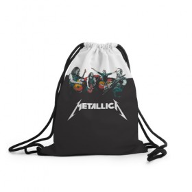 Рюкзак-мешок 3D с принтом Metallica в Белгороде, 100% полиэстер | плотность ткани — 200 г/м2, размер — 35 х 45 см; лямки — толстые шнурки, застежка на шнуровке, без карманов и подкладки | metallica | барабаны | гитары | дэйвмастейн | метал | металисты | металлика | неформалы | рок | рокеры