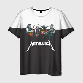 Мужская футболка 3D с принтом Metallica в Белгороде, 100% полиэфир | прямой крой, круглый вырез горловины, длина до линии бедер | metallica | барабаны | гитары | дэйвмастейн | метал | металисты | металлика | неформалы | рок | рокеры