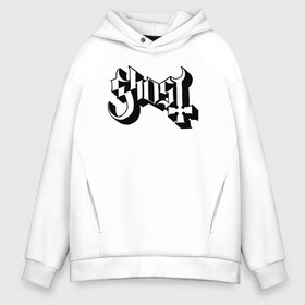 Мужское худи Oversize хлопок с принтом Ghost в Белгороде, френч-терри — 70% хлопок, 30% полиэстер. Мягкий теплый начес внутри —100% хлопок | боковые карманы, эластичные манжеты и нижняя кромка, капюшон на магнитной кнопке | Тематика изображения на принте: ghostemane | ghostemane mercury | ghostemane nihi | trash gang | гостмейн