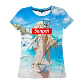 Женская футболка 3D с принтом Anime (Senpai 3) в Белгороде, 100% полиэфир ( синтетическое хлопкоподобное полотно) | прямой крой, круглый вырез горловины, длина до линии бедер | ahegao | anime | manga | sempai | senpai | аниме | ахегао | манга | семпай | сенпай