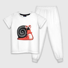 Детская пижама хлопок с принтом Боевая-улитка в Белгороде, 100% хлопок |  брюки и футболка прямого кроя, без карманов, на брюках мягкая резинка на поясе и по низу штанин
 | животные | зло | улитка
