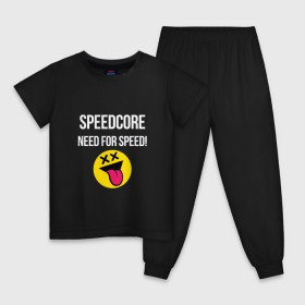Детская пижама хлопок с принтом Speedcore в Белгороде, 100% хлопок |  брюки и футболка прямого кроя, без карманов, на брюках мягкая резинка на поясе и по низу штанин
 | Тематика изображения на принте: frenchcore | gabber | hardcore | hardcoremusic | speedcore