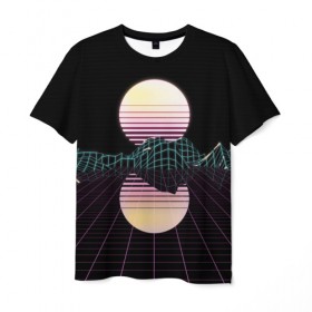 Мужская футболка 3D с принтом Retro Wave в Белгороде, 100% полиэфир | прямой крой, круглый вырез горловины, длина до линии бедер | hipster | neon | retro wave | vaporwave | геометрия | космос | неон | хипстер