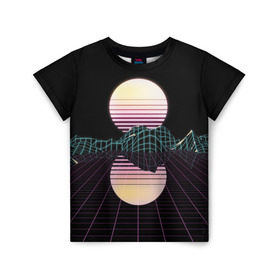 Детская футболка 3D с принтом Retro Wave в Белгороде, 100% гипоаллергенный полиэфир | прямой крой, круглый вырез горловины, длина до линии бедер, чуть спущенное плечо, ткань немного тянется | hipster | neon | retro wave | vaporwave | геометрия | космос | неон | хипстер