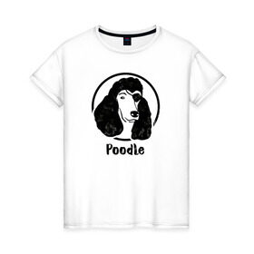 Женская футболка хлопок с принтом Пират Пудель в Белгороде, 100% хлопок | прямой крой, круглый вырез горловины, длина до линии бедер, слегка спущенное плечо | dog | dog face | pirate | poodle | пират | пудель | собака