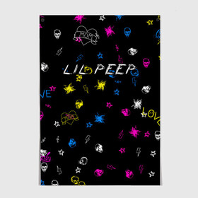 Постер с принтом Lil Peep (Legend) в Белгороде, 100% бумага
 | бумага, плотность 150 мг. Матовая, но за счет высокого коэффициента гладкости имеет небольшой блеск и дает на свету блики, но в отличии от глянцевой бумаги не покрыта лаком | Тематика изображения на принте: gustav hr | legend | life | life is beautiful | lil | lil peep | love | pank | peep | rap | rock | sad | грусть | густав элайджа ар | легенда | лил | лил пип | панк | пип | реп | рок | череп | штрихи