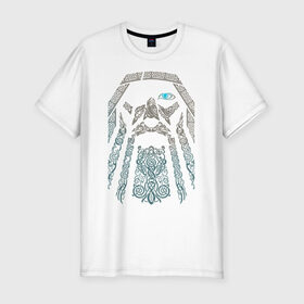 Мужская футболка премиум с принтом Odinn в Белгороде, 92% хлопок, 8% лайкра | приталенный силуэт, круглый вырез ворота, длина до линии бедра, короткий рукав | good | viking | vikings | бог | викинг | викинги | кельтское | один | плетение | скандинавы | язычник
