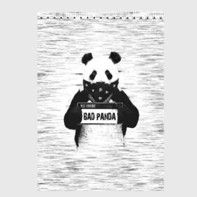 Скетчбук с принтом BAD PANDA в Белгороде, 100% бумага
 | 48 листов, плотность листов — 100 г/м2, плотность картонной обложки — 250 г/м2. Листы скреплены сверху удобной пружинной спиралью | bad | bear | panda | медведь | панда