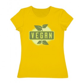 Женская футболка хлопок с принтом Веган в Белгороде, 100% хлопок | прямой крой, круглый вырез горловины, длина до линии бедер, слегка спущенное плечо | vegan | веган | еда | здоровая | здоровая пища | растения