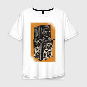 Мужская футболка хлопок Oversize с принтом Rolleiflex Камера в Белгороде, 100% хлопок | свободный крой, круглый ворот, “спинка” длиннее передней части | ретро | фото | фотоаппарат | фотограф | фотокамера