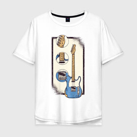 Мужская футболка хлопок Oversize с принтом Гитара в Белгороде, 100% хлопок | свободный крой, круглый ворот, “спинка” длиннее передней части | guitar | гитара | гитары | музыка | музыкальные инструменты | с гитарой