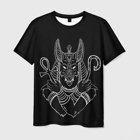 Мужская футболка 3D с принтом Анубис в Белгороде, 100% полиэфир | прямой крой, круглый вырез горловины, длина до линии бедер | anubis | bastet | cat | анубис | бастет | боги египта | для двоих | египет | египетские боги | кошка | мифология | парные