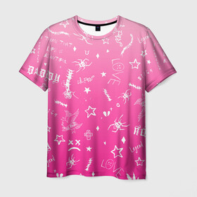 Мужская футболка 3D с принтом Lil Peep tatu в Белгороде, 100% полиэфир | прямой крой, круглый вырез горловины, длина до линии бедер | hip hop | lil peep | lilpeep | lilpip | pink | rap | rep | runaway | лил пип | лилпип | реп | розовый | рэп | тату | татуировки лилпипа | хип хоп | эмо рэп