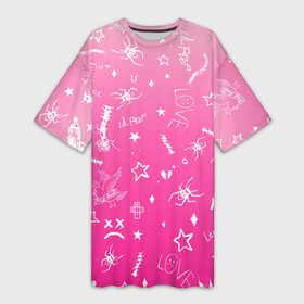 Платье-футболка 3D с принтом Lil Peep tatu в Белгороде,  |  | hip hop | lil peep | lilpeep | lilpip | pink | rap | rep | runaway | лил пип | лилпип | реп | розовый | рэп | тату | татуировки лилпипа | хип хоп | эмо рэп