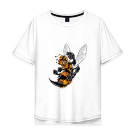 Мужская футболка хлопок Oversize с принтом Злая оса в Белгороде, 100% хлопок | свободный крой, круглый ворот, “спинка” длиннее передней части | арт | жалит | жало | злая | насекомое | оса | полосатая | пчела