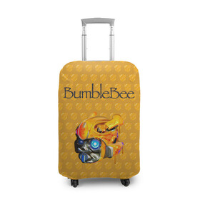 Чехол для чемодана 3D с принтом BumbleBee в Белгороде, 86% полиэфир, 14% спандекс | двустороннее нанесение принта, прорези для ручек и колес | 2019 | bumble bee | transformers | арт | бамблби | желтая | киборг | классная | мёд | надпись | прикольная | пчела | робот | соты | трансформеры | улей | фильм