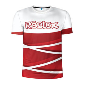 Мужская футболка 3D спортивная с принтом Роблокс в Белгороде, 100% полиэстер с улучшенными характеристиками | приталенный силуэт, круглая горловина, широкие плечи, сужается к линии бедра | dynablocks | roblox | robux | белый | блоки | вселенная | герои | красный | кубики | роблокс | симулятор