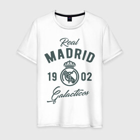 Мужская футболка хлопок с принтом Реал Мадрид в Белгороде, 100% хлопок | прямой крой, круглый вырез горловины, длина до линии бедер, слегка спущенное плечо. | 