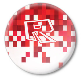 Значок с принтом Roblox в Белгороде,  металл | круглая форма, металлическая застежка в виде булавки | dynablocks | roblox | robux | белый | блоки | вселенная | герои | красный | кубики | роблокс | симулятор