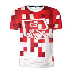 Мужская футболка 3D спортивная с принтом Roblox в Белгороде, 100% полиэстер с улучшенными характеристиками | приталенный силуэт, круглая горловина, широкие плечи, сужается к линии бедра | dynablocks | roblox | robux | белый | блоки | вселенная | герои | красный | кубики | роблокс | симулятор