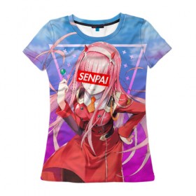 Женская футболка 3D с принтом Anime (Senpai 5) в Белгороде, 100% полиэфир ( синтетическое хлопкоподобное полотно) | прямой крой, круглый вырез горловины, длина до линии бедер | ahegao | anime | manga | sempai | senpai | аниме | ахегао | манга | семпай | сенпай