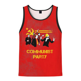 Мужская майка 3D с принтом Communist party в Белгороде, 100% полиэстер | круглая горловина, приталенный силуэт, длина до линии бедра. Пройма и горловина окантованы тонкой бейкой | вечеринка | звезда | кастро | коммунизм | коммунист | коммунистическая | ленин | мао | маркс | молот | партия | рауль | серп | сталин | тусовка | ульянов | фидель | цзиньпин | цзэдун | энгельс