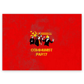 Поздравительная открытка с принтом Communist party в Белгороде, 100% бумага | плотность бумаги 280 г/м2, матовая, на обратной стороне линовка и место для марки
 | Тематика изображения на принте: вечеринка | звезда | кастро | коммунизм | коммунист | коммунистическая | ленин | мао | маркс | молот | партия | рауль | серп | сталин | тусовка | ульянов | фидель | цзиньпин | цзэдун | энгельс
