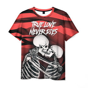 Мужская футболка 3D с принтом True love never dies в Белгороде, 100% полиэфир | прямой крой, круглый вырез горловины, длина до линии бедер | 