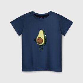 Детская футболка хлопок с принтом Авокадо в Белгороде, 100% хлопок | круглый вырез горловины, полуприлегающий силуэт, длина до линии бедер | Тематика изображения на принте: косточка | овощ | попка | фрукт