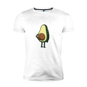 Мужская футболка премиум с принтом Авокадо в Белгороде, 92% хлопок, 8% лайкра | приталенный силуэт, круглый вырез ворота, длина до линии бедра, короткий рукав | Тематика изображения на принте: косточка | овощ | попка | фрукт