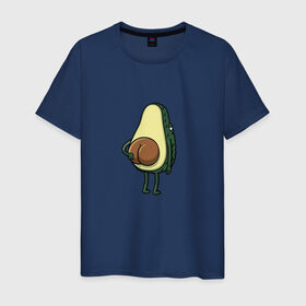 Мужская футболка хлопок с принтом Авокадо в Белгороде, 100% хлопок | прямой крой, круглый вырез горловины, длина до линии бедер, слегка спущенное плечо. | косточка | овощ | попка | фрукт