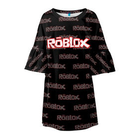 Детское платье 3D с принтом Roblox в Белгороде, 100% полиэстер | прямой силуэт, чуть расширенный к низу. Круглая горловина, на рукавах — воланы | Тематика изображения на принте: game | gamer | roblox | игры | логотип | роблокс