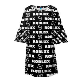 Детское платье 3D с принтом ROBLOX в Белгороде, 100% полиэстер | прямой силуэт, чуть расширенный к низу. Круглая горловина, на рукавах — воланы | game | gamer | logo | roblox | игры | логотип | роблокс